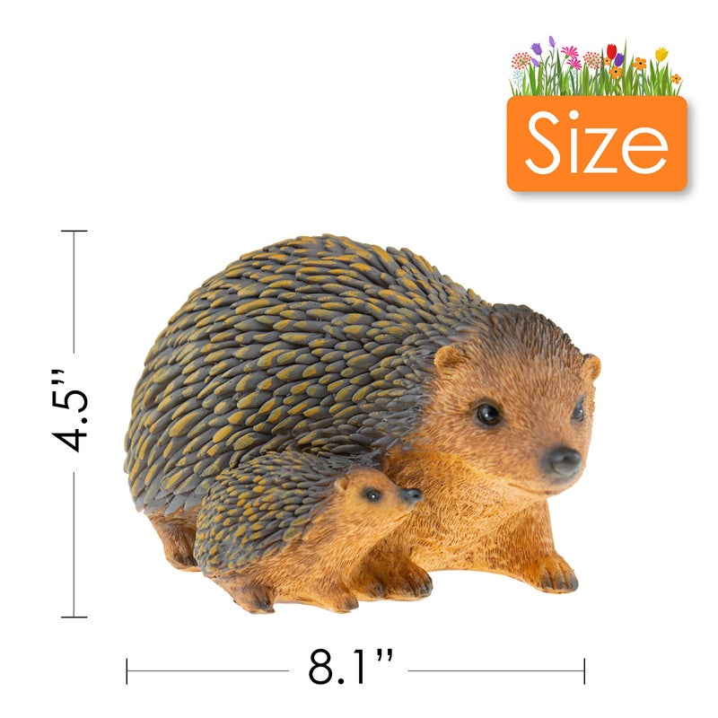 CLEVER GARDEN Cute Resin Garden Statue Decoration, Outdoor Lawn Yard Polyresin Animal Figurine Sculpture Ornament DÃ©cor, Hedgehog Family - Image 2